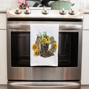 Unique Handmade Decorative Towel Cowboy Boots & Sunflower Designs